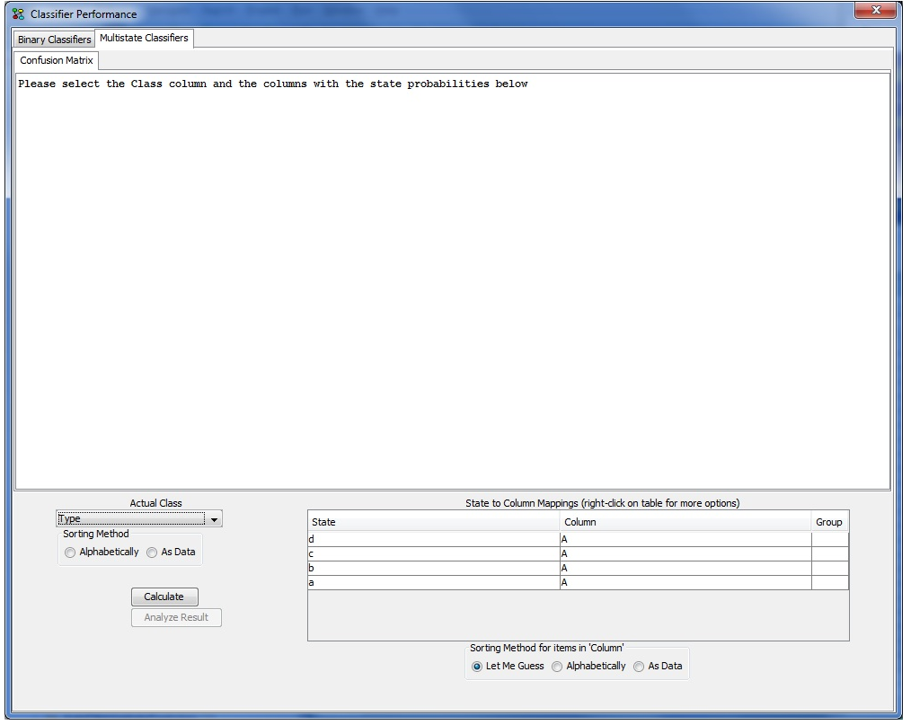 Data Classifier Performance — HUGIN GUI 9.4 documentation